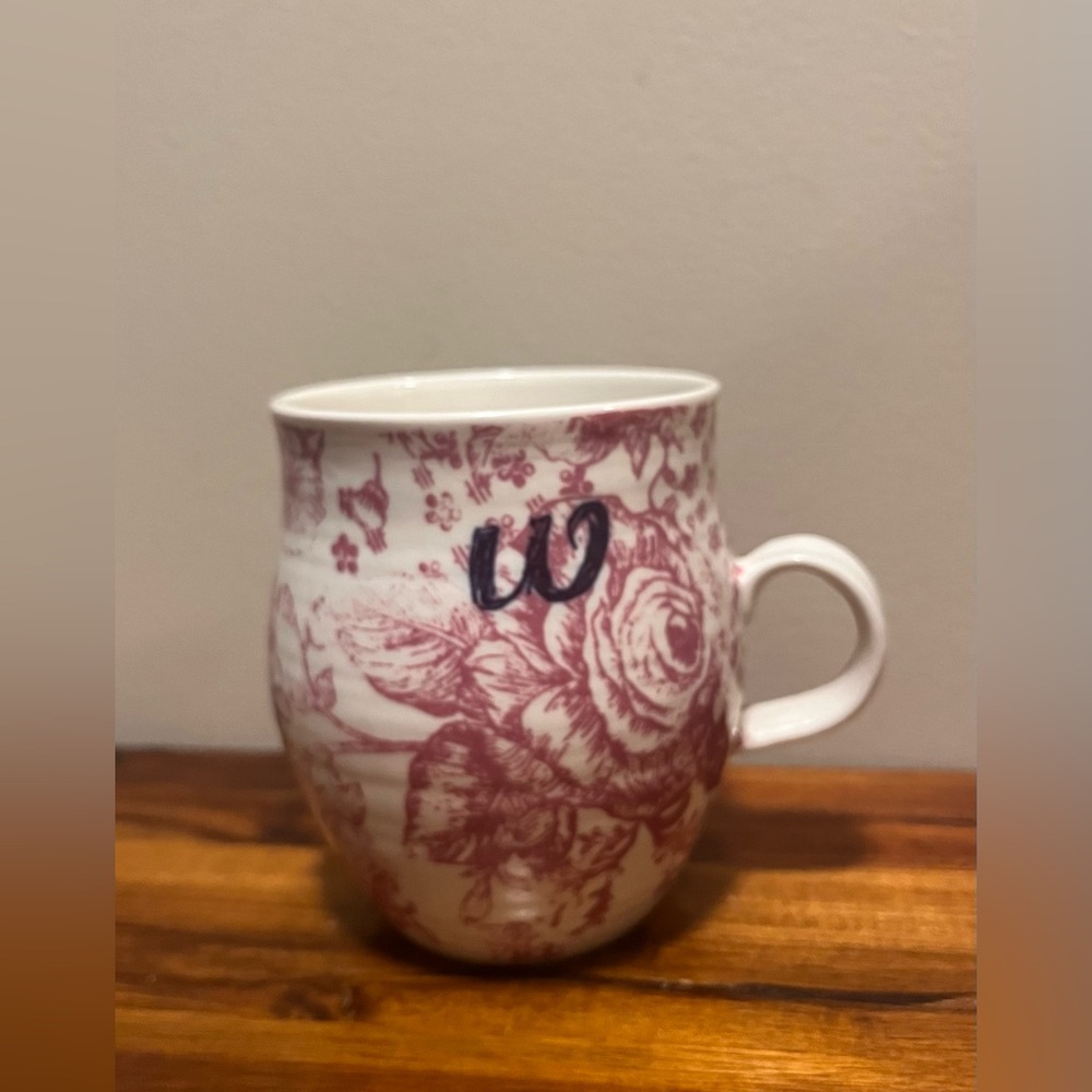 Anthropologie pink W mug